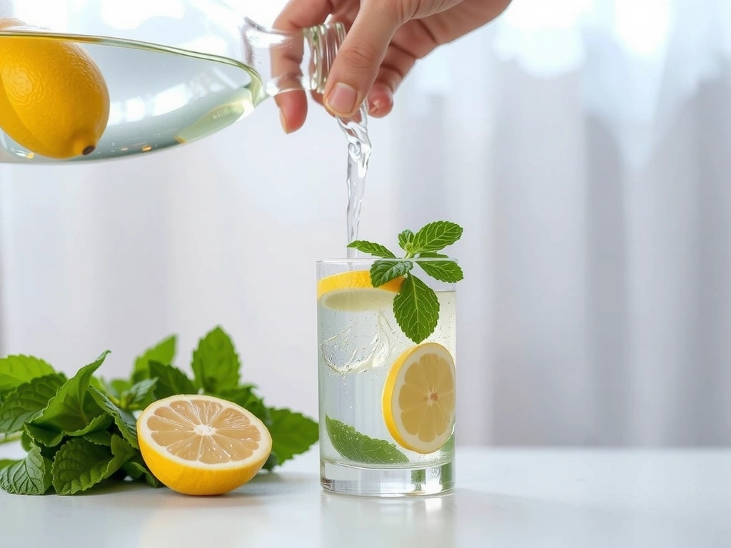 Szklanka wody z cytryną i miętą